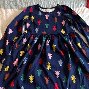 Hanna Andersson Navy Dress with Vibrant Tree pattern